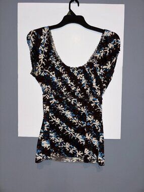 Max Edition Floral Brown Blue Blouse